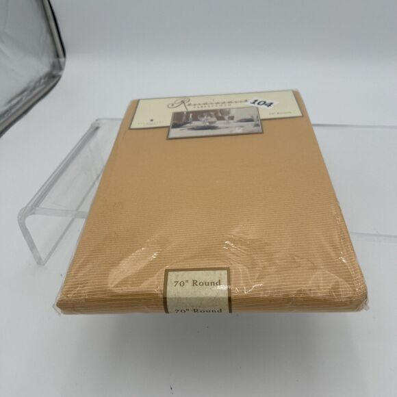 NOS ELRENE HOME FASHIONS 100% POLYESTER Harvest GOLD 70" ROUND TABLECLOTH - Picture 10 of 10